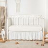 TILLYOU Ruffled Crib Skirt with Pompoms, Microfiber Nursery Crib Toddler Bedding Skirts for Baby Boys Girls, 14'' Drop, White