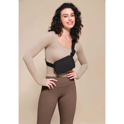 ODODOS Unisex Mini Belt Bag with Adjustable Strap Small Fanny Pack for Workout Running Traveling Hiking, Black