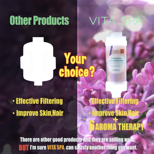 VITASPA Vitamin C Shower Head Filter Set Made in Korea (Pink) - Exellent Skin & Hair Enhancement, Aroma Therapy, Remove Chlorine & Impurities/Gift idea For Her/Him, wife, girlfriend