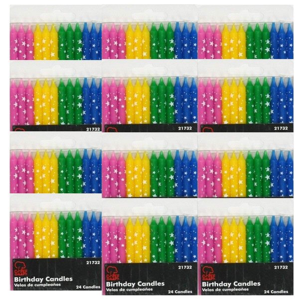 Chef Craft Birthday Candles, Polka Dot Stars, Set of 12 Packs -Total of 288 Candles