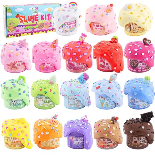 LAWOHO Big Butter Slime Kit, Includes 18 x 60ml Butter Slime & 36 Packs Slime Add Ins, Slime for Kids Party Favors, Non Stick Scented Slime Kit, Slime Toys Birthday Halloween Christmas Easter Gifts