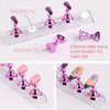 BORNBYME Nail Practice Stand Kit for Press on Nails, 10 Pink Acrylic Magnetic Practice Stands Fake Nail Tip Holders with 96 PCS Reusable Adhesive 1Big Base Stand for Nail Tech