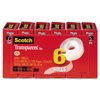 Scotch Transparent Tape, 3/4 in x 1000 in, 6 Boxes/Pack (600)
