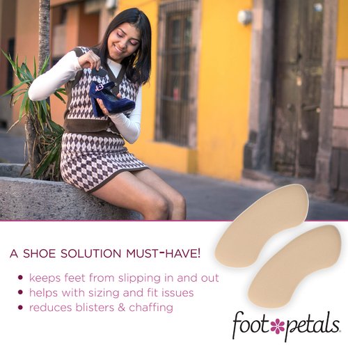 Foot Petals Womens Back of Heel Cushion Inserts, Heel Protectors, Comfortable Heel Grip for Pain Relief and Sizing, 3 pair, Khaki