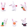 Yeooyoor Animals Toys Statues，6pcs Mini Rabbit Doll Toy Realistic Plastic Hand-Painted Toys Set,Cake Top Hat Children Birthday Gift Party Supplies Educational Bunny Toy