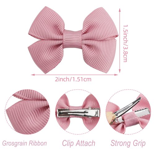 80Pcs Hair bow Clips 2Inch Mini Hair Clips for Baby Fine Hair Grosgrain Ribbon Bows Metal Alligator Clips Non-slip Baby Hair Clips for Baby Girls Infants Toddlers 40 Colors in Pairs