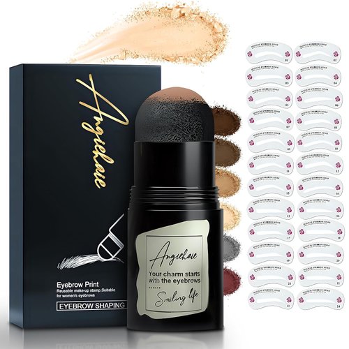 ANGIEHAIE Eyebrow Stamp Stencil Kit (Auburn), 24 pc Eyebrow Shaping Stencils, Long-lasting Eyebrow Brow Definer, Perfect Make-up Reusable Kit