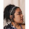 MINACHI Bohemian Beaded Sewn Rice Hair Band with Created Turquoise Beads, Elastic Cotton Rope, All-Match Face Hair Accessories, Ethnic Style for Women
