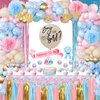 Ylibtool Baby Gender Reveal Decorations Kit,129 pcs Boy or Girl gender Reveal Decorations Party Supplies with Gender Reveal Tablecloths Cake Toppers Fringe Curtains Mom Sash Tissue Paper Paper Pom