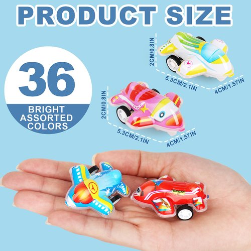 Adecortalk 36 Pcs Mini Pull Back Planes for Kids Boys 4-8 Airplane Party Favors Bulk Toys SetsTreasure Box Toys for Classroom Prizes, Party Favors, Pinata Fillers,Carnival Prizes