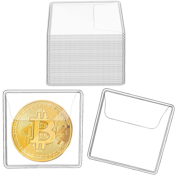 Ysglory 150Pcs Single Pocket Coin Flips Coin Sleeves Holders Clear PVC Coin Protectors Individual Plastic Coin Holders for Coin Currency Bills Collectors Protector (2.2 x 2.2 Inch) (Rectangular)