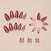 24 Pcs Wine Red Cat Eye Press on Nails Short Almond - MINGCHUN Summer Fake Nails Press ons French Nail Tip Glitter Cherry Full Cover False Nails Glue on Nails Stick on Nails Acrylic Nail Art Kit