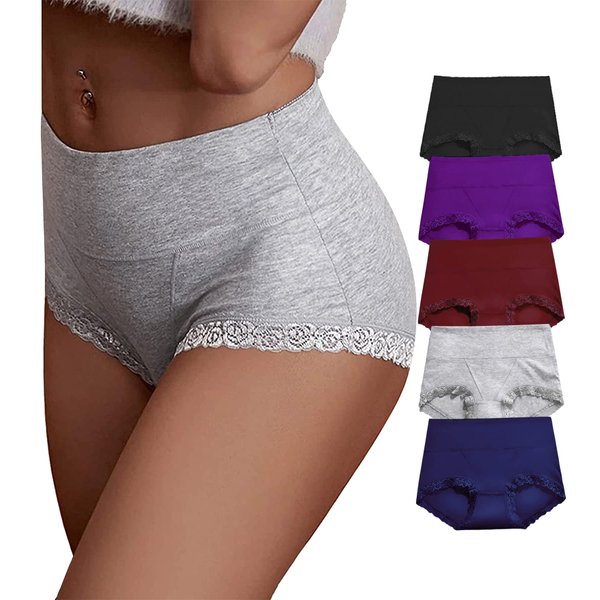 OPIBOO Tummy Control Cotton Underwear Women Stretch Comfortable High Waisted Postpartum Panties Ladies Soft Breathable Full Coverage Briefs Packs