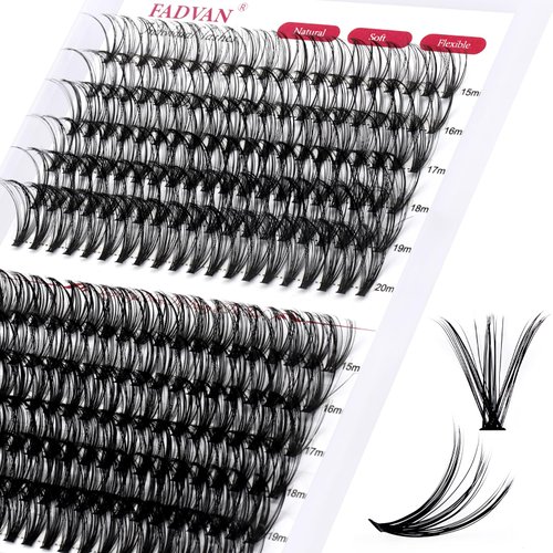 Individual Lashes 280Pcs DIY Eyelash Extension 30D+40D C Curl Mixed 15-20mm Cluster Lashes Natural Wispy Reusable Mink Lash Cluster at Home by FADVAN (30D+40D-0.07C, 15-20mm)