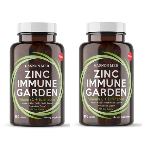 GANNON MED Chelated Zinc 50mg Immune Garden Vitamin C 800mg Zinc Supplements Echinacea 600mg per Tablet - Immunity + Skin + Reproductive Health Minerals - Zinc Chelate Immune Booster for Kids & Adults