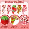 Whaline 5 Roll Strawberry Wired Ribbon 2.5 Inch Red Pink Green Strawberry Plaid Fabric Craft Ribbon Colorful Wired Edge Ribbon for Summer DIY Craft Wreath Bow Floral Gift Box Wrapping, 30 Yards
