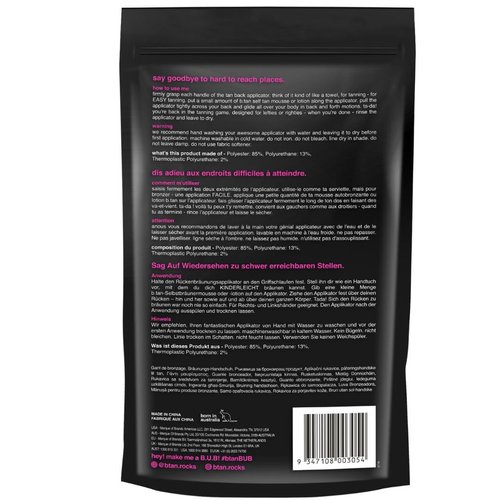 b.tan Back Self Tanning Applicator | We've Got Your Back - Sunless Tanner Back Mitt with Handles, Streak-Free, Even Application, Velvety Soft, Reusable & Washable Sunless Tan