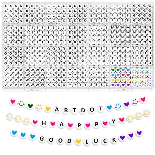 ARTDOT 1400 PCS Letter Beads, 28 Styles Friendship Bracelets Assorted Alphabet Beads Preppy Beads Jewelry Making Kit with Beads Case for Teen Girl Gifts Ages 6 7 8 9 10 11 12