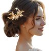 GENBREE Leaf Bride Wedding Hair Comb Gold Star Moon Hair Piece Crystal Bridal Hair Accessories for Women