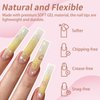 Cycullinyt 240Pcs Square Nail Tips, Long Square Press On Soft Gel x Nails, 12 Sizes Full Cover Acrylic False Nail Tips, for Beginner and Home Salon Diy