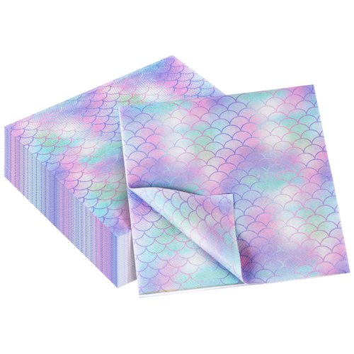 60 Pack Mermaid Party Decorations Mermaid Napkins, 13 x 13 Inches Mermaid Party Napkins for Birthday Party Supplies Mermaid Theme Party Table Decorations (Blue Mermaid)