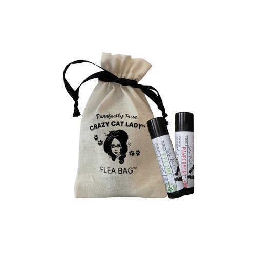 Crazy Cat Lady “Flea Bag” Peppermint and Lime (Pawpermint & Felime) Lip Balm - Vegan, Organic, Cruelty Free, Gluten Free, Non-GMO, 100% Natural Ingredients - 2-Pack Gift Set - Made in USA