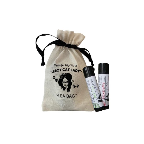 Crazy Cat Lady “Flea Bag” Peppermint and Lime (Pawpermint & Felime) Lip Balm - Vegan, Organic, Cruelty Free, Gluten Free, Non-GMO, 100% Natural Ingredients - 2-Pack Gift Set - Made in USA