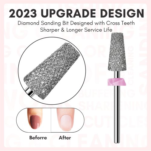 Makartt Nail Drill Bits:10Pcs Dimond Sanding Bit Sets for Nail Drill E-File,Upgraded Cuticle Cleaner Nail Bit Kit Tool Bits for Acrylic Nail Art Tools Nails Manicure Nail Prep,Nail Salon Home DIY Use