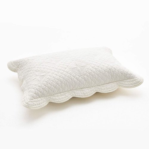 Sage Garden Luxury Pure Cotton Quilted Standard Pillow Sham 20'' x 26'', Ivory