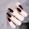 Zehope Glossy Press on Nails Black Coffin Fake Nails Halloween Ombre Full Cover Acrylic False Nail for Women and Girls (24Pcs) (Red Black)