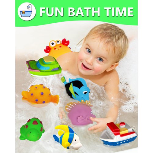Bath Toys for Kids Ages 1-3 - Mold Free Bath Toy for Babies 6-12 Months - Toddler Pool Bathtub Water Table Toys - Valentines Day Gifts for 1 2 3 Year Old Boys Girls Easter Basket Stuffers Toy Boats