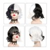 Cruella Deville Black and White Wig for Women Kid, Cruella Costume Wig for Halloween 1920s Party, Heat Resistant Synthetic Wig
