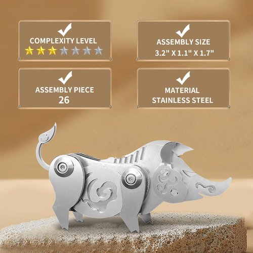 Microworld 3D Metal Model Kits, Mechanical Pig 3D Metal Puzzles, Steel Warcraft Collection 3D Puzzles for Adults, DIY Animal Brain Teasers Home Decor