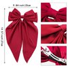 4 PACK Red Satin Bows Hair Barrettes, Hair Bows for Women, Hair Bow with Long Tail, Long Tail Valentine's Day Hair Accessories, Hair Accessories for Women