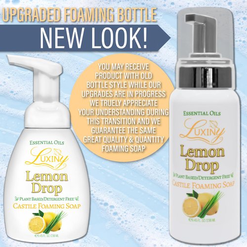 Castile soap, Liquid Foaming Hand Soap, All Natural Moisturizing Hand Wash for the Kitchen & Bathroom, Palm Oil Free, Vegan & Cruelty Free, Made in the USA, 8.45 oz., 2 Pack (Lemon Drop)