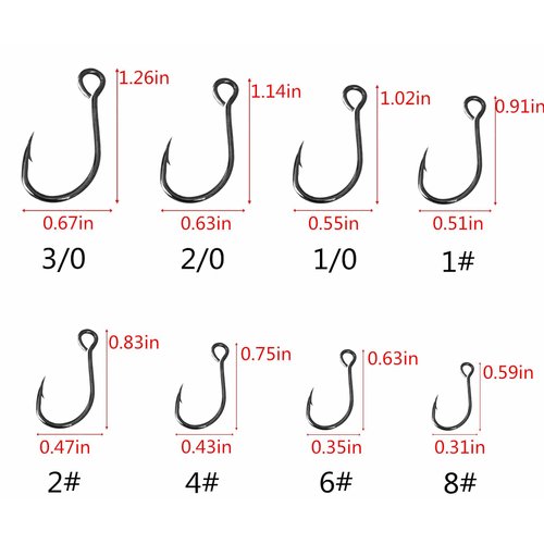 Fishing Lure Single Hook: 50pcs/Box Inline Single Hook for Treble Hook Replacement Size 1