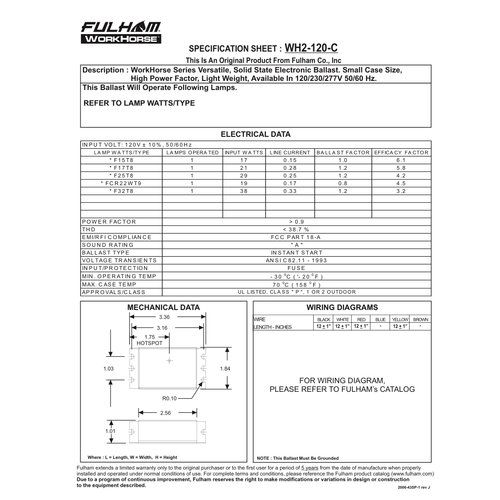 Fulham Lighting WH2-120-C Workhorse 2 Versatile Fluorescent Lamp Ballast, 120V