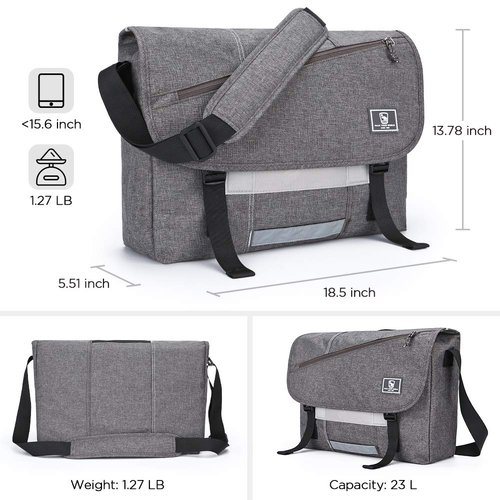 OIWAS Messenger Bag for Women - Canvas 15.6 Inch Laptop Satchel Computer Briefcase Mens Crossbody Bag