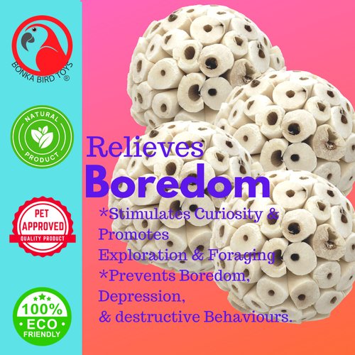 Bonka Bird Toys 2354 Pk4 Sola Atta Balls Foot Talon Craft Part Parrot Bird Toys Conure Parakeet Cockatiel and Similar