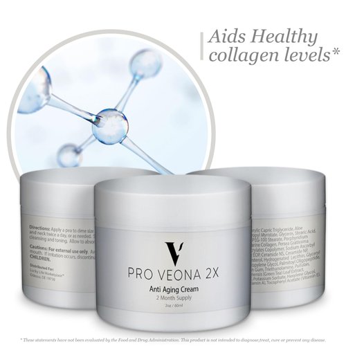 Pro Veona 2x Cream - Moisturizing Anti Aging Cream - 2 Month Supply - Lift & Firm - Nourishing Anti-Wrinkle Technology - Ceramides, Vitamin C, Collagen - Reduce Appearance of Age Spots & Redness