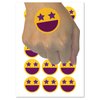Star Eyes Happy Face Big Smile Mouth Emoticon Temporary Tattoo Water Resistant Fake Body Art Set Collection - 54 1" Tattoos (1 Sheet)