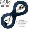 Camila Paris CP3275 French Hair Barrette Clip for Girls, Handmade, Blue, Strong Hold Grip Hair Clips for Women, No Slip and Durable Styling Girls Hair Accessories, Made in France