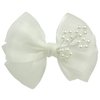 2Pcs Off White 2.7” Pigtail Hair Bows small Hair Clips Baptism Bow Christening Bow(L-off white hair clips with cross)