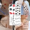 Briyhose Black Geometry Small Temporary Tattoos for Women, Realistic Cute Star Swallow Fake Tattoo Adult Girl Finger Neck, Sexy Tiny Cross Line Heart Temp Tatoo Sticker Wrist Hand Body Art, 28-Sheet