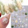 Christmas Nail Stickers, 5D Embossed Snowflake Nail Decals with Rhinestones Snowflake Bell Xmas Tree Winter Nail Design Holiday Nail Art Decoration for Women Girls(4Sheets)