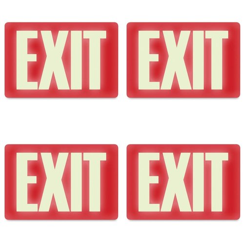 Headline Sign 4792 Glow-in-The-Dark Exit Sign, 8 Inches by 12 Inches, 4 Packs