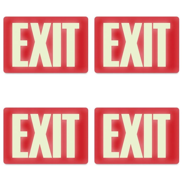 Headline Sign 4792 Glow-in-The-Dark Exit Sign, 8 Inches by 12 Inches, 4 Packs