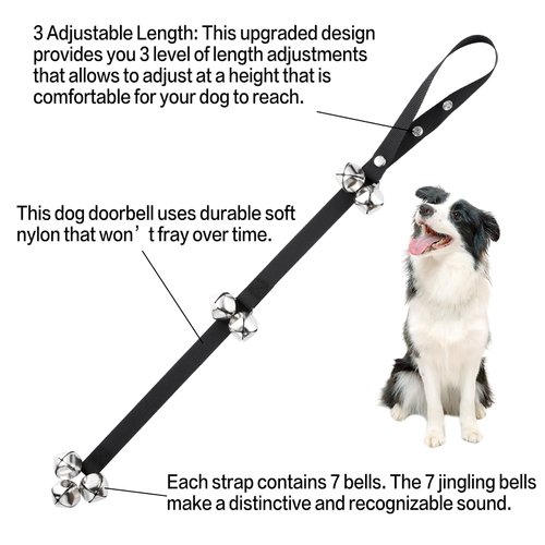 KABUDA 2 Pack Dog Doorbells, Dog Training Bells for Go Outside Potty Training Bell Communication Device, Adjustable Strap Door Bell, Dog Bells Puppy Training Bell with Free Whistle