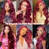 Ding Dian 99j Burgundy Lace Front Wigs Human Hair 28 Inch 13x4 Body Wave Lace Front Wigs Human Hair Glueless Wigs Human Hair Pre Plucked Pre Cut Red Lace Front Wigs Human Hair 180 Density for Women