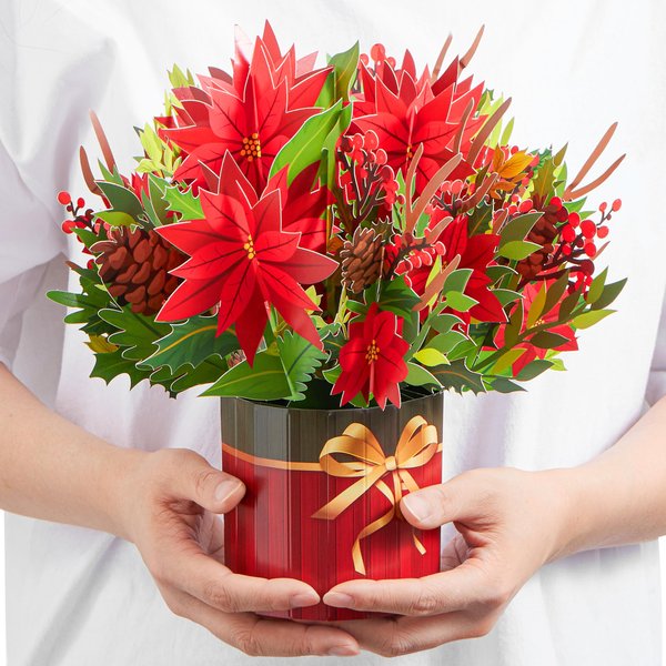 JOYIN Christmas 3D Forever Flower Greeting Cards, Pop Up Cards with Envelopes, Xmas Festive Pop Up Card for Family Members, Christmas decor, Warm Present Giving, Thanksgiving and all occasions